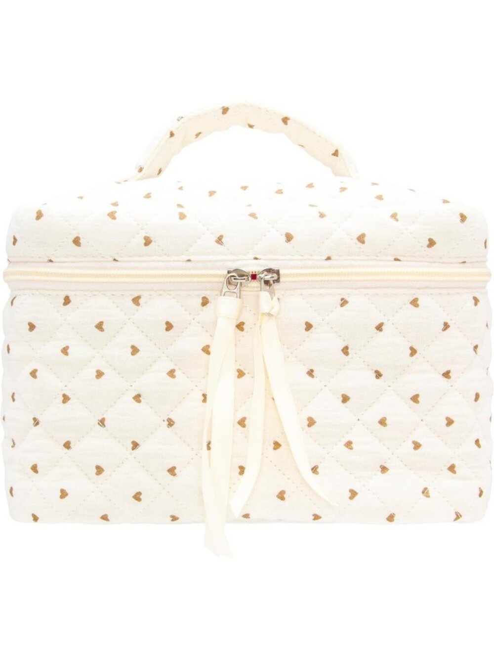 Quilted Travel Makeup Bag for Women | Cosmetic & Toiletry Organizer, Heart